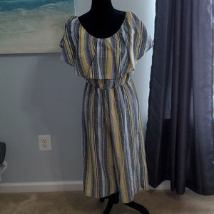 Striped off shoulder jumpsuit